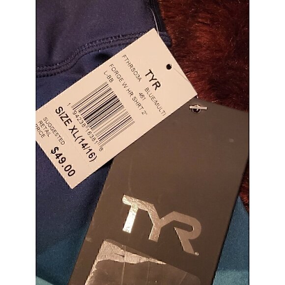 TYR Base Kinetic Women's High-Rise 2" Shorts  Forge Blue Multi Women's Size XL - Picture 5 of 7